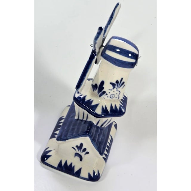 Holland Flow Blue Delft Windmill Figurine For Sale - Image 4 of 14