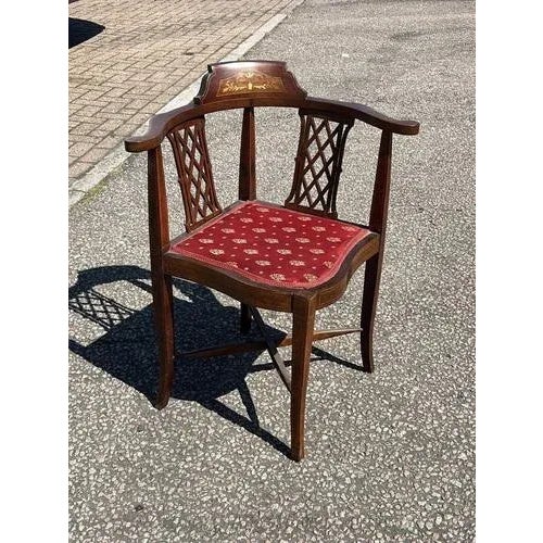 Edwardian Inlaid Mahogany Armchair For Sale - Image 6 of 7