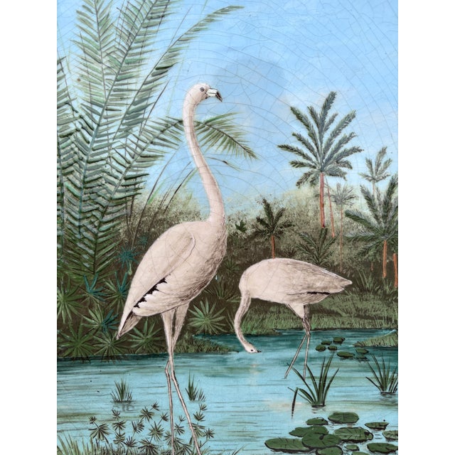 19th Century Large French Majolica Flamingo Platter For Sale - Image 4 of 8