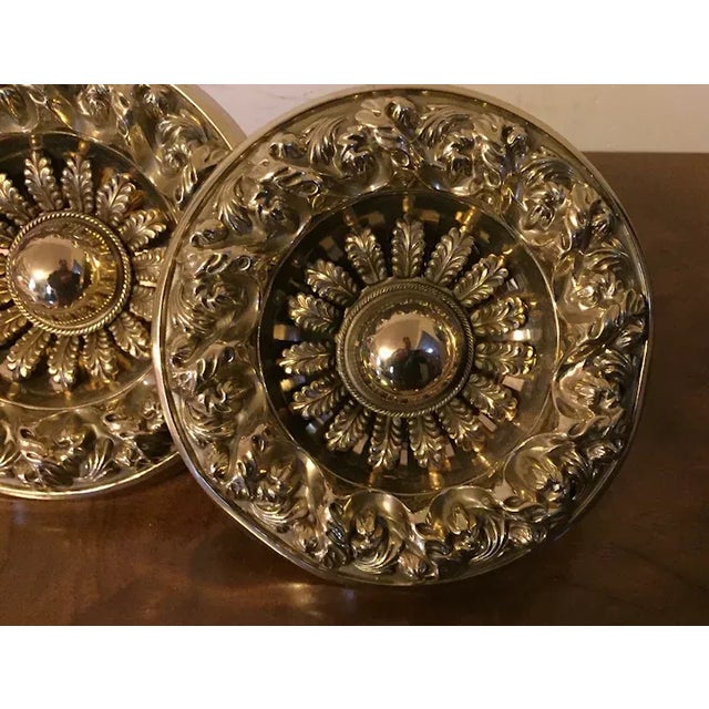Antique 19th Century American Federal Empire Gilt Spun Brass Drapery Tie Backs - A Pair For Sale - Image 4 of 11