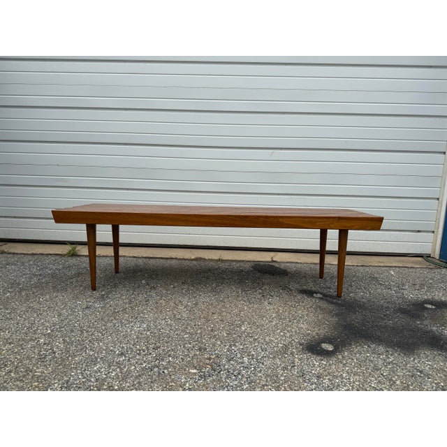 Brown Mid-Century Modern Walnut Slat Bench/Coffee Table B For Sale - Image 8 of 12