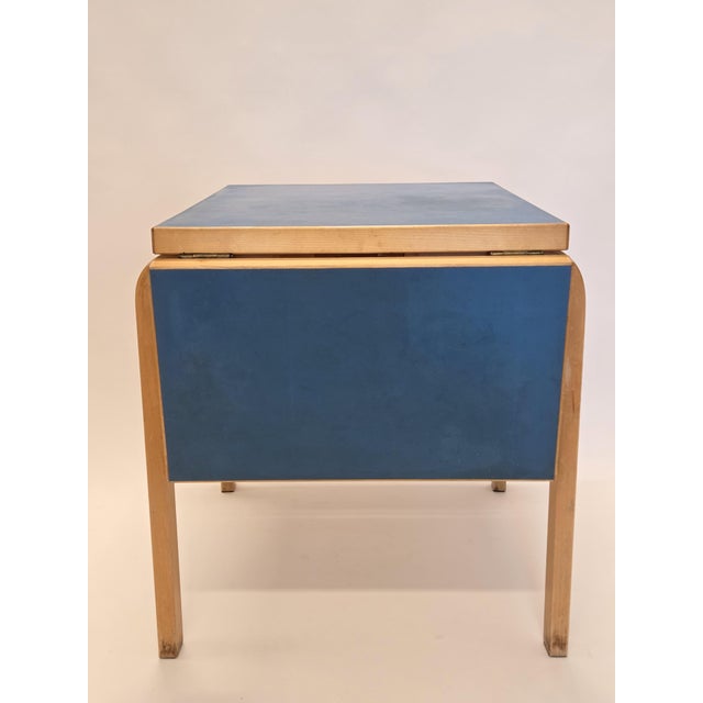 Artek folding table model DL82 and six chairs model 65, designed by Alvar Aalto. The table has beautiful blue linoleum...