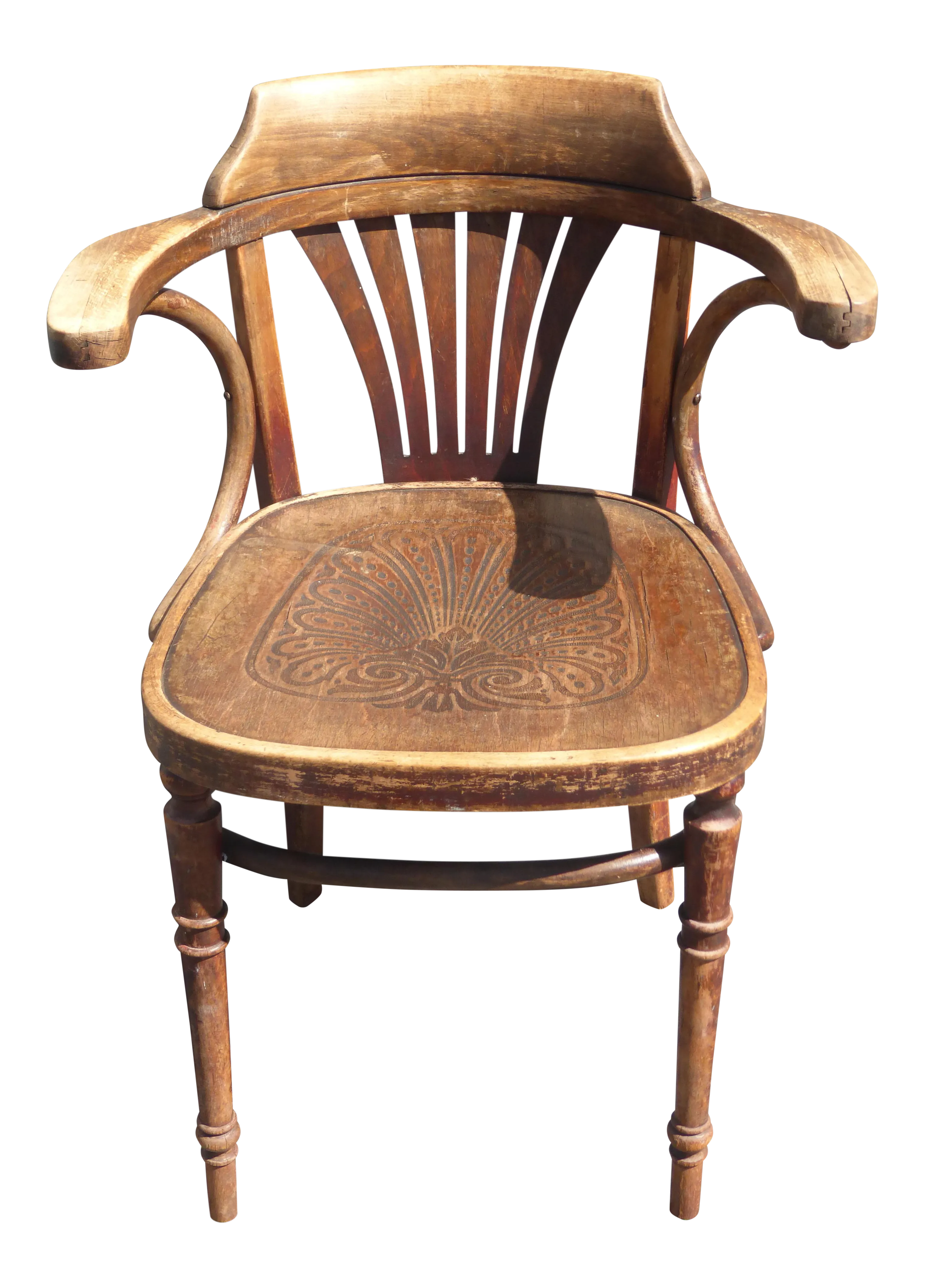 Vintage Thonet Style Bentwood Library Arm Chair | Chairish