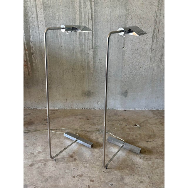 Mid 20th Century Cedric Hartman Model 1uwv Chrome Adjustable Floor Lamps - a Pair For Sale - Image 10 of 11