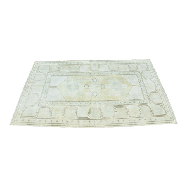 Oushak Vintage Tan Khaki Color Area Rug For Sale