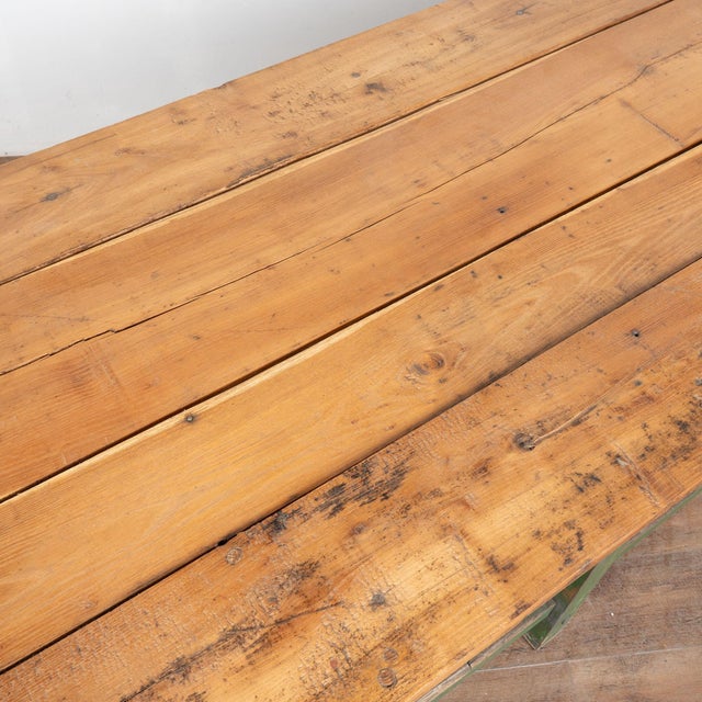 Late 19th Century 19th Century Hungarian Original Green Painted Pine Work Table For Sale - Image 5 of 14