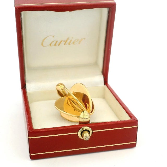 1990s Cartier 18k Double C 3d Apple Heart Pendant With Original Box For Sale In Miami - Image 6 of 6