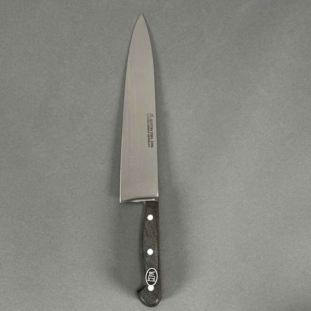 Mid-Century Modern Late 20th Century Old Stock Stainless Steel Gustav Emil Ern 10.25" Chef's Knife Solingen, Germany For Sale - Image 3 of 12