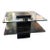 1980s Postmodern Ebonized Wood & Glass Tiered Geometric Coffee Table For Sale