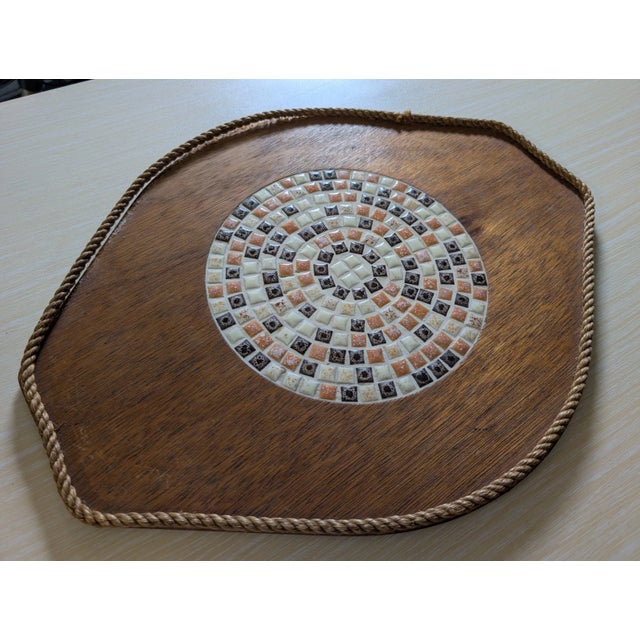 Vintage Mid Century Modern Mosaiac Wood Trivet For Sale In Los Angeles - Image 6 of 12