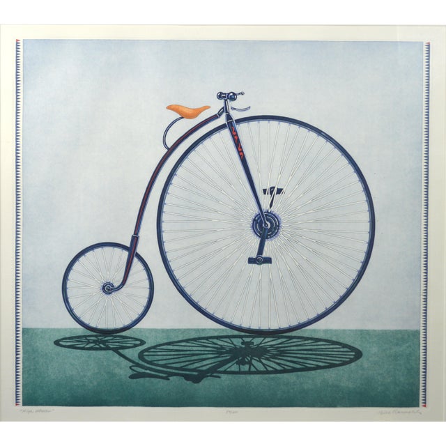Contemporary Bill Reynolds Signed Framed Colored Etching "High Wheeler" For Sale - Image 3 of 6
