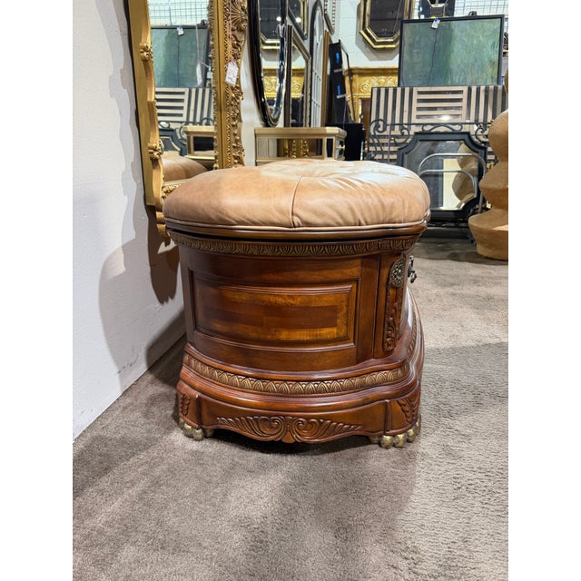 Early 21st Century Aico Amini “Cortina” Honey Walnut Leather Top Storage Bench / Bedside Bench For Sale - Image 5 of 8