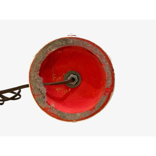 Italian Modern, Red Ceramic, Table Lamp, Italy, 1950s For Sale - Image 9 of 9