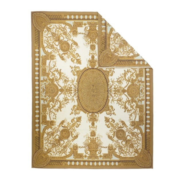 Refers generally to modern carpets in tapestry technique and inspired by French Aubusson designs of the 18th and later...