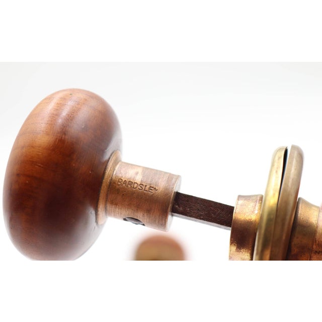 Antique Wooden Brass Bardsley Passage Door Knob Set For Sale - Image 6 of 7