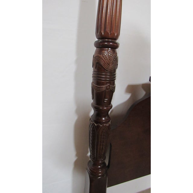 1980s 1980s American Drew Queen Poster Bed Carved Cherry For Sale - Image 5 of 8