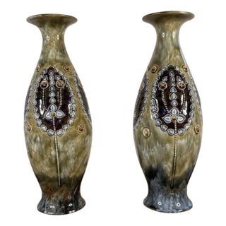 Art Nouveau Shaped Vases from Royal Doulton, 1920, Set of 2 For Sale