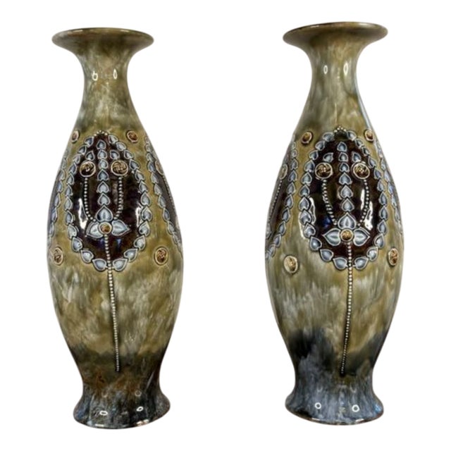 Art Nouveau Shaped Vases from Royal Doulton, 1920, Set of 2 For Sale