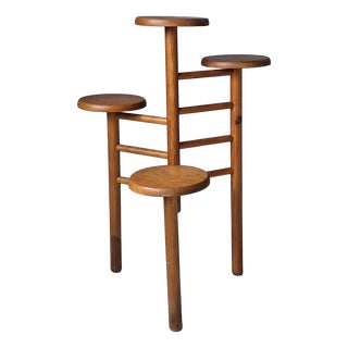 French Wooden Plant Stand, 1970s For Sale