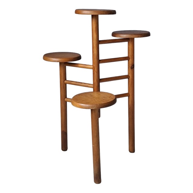 French Wooden Plant Stand, 1970s For Sale