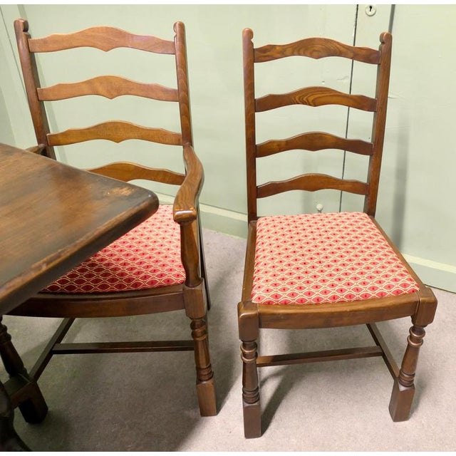 Vintage Oak Refectory Table and Chairs, 1960, Set of 7 For Sale - Image 4 of 9