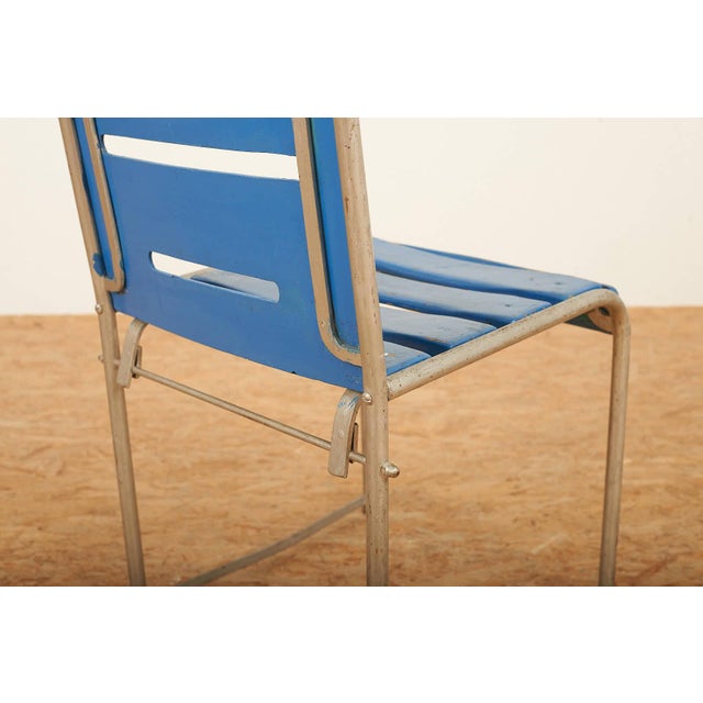 Vintage Garden Chair in Steel, Plywood, and Wood Slats For Sale - Image 10 of 13
