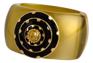 Miriam Salat Translucent and Frosted Vintage Golden Resin Cuff With Topaz