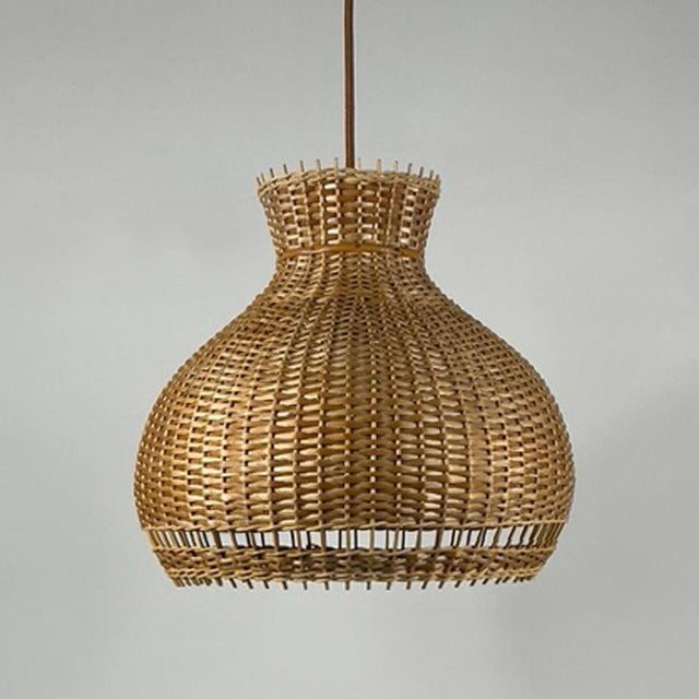 Austrian Rattan & Wicker Pendant, 1950s For Sale - Image 3 of 16