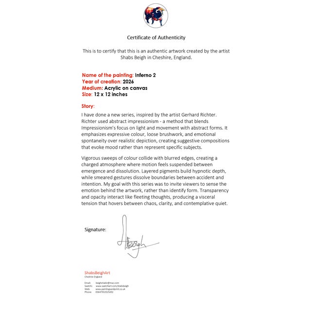 2020s Inferno 2 Abstract Acrylic Painting by Shabs Beigh For Sale - Image 5 of 5