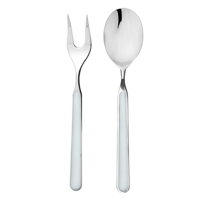 Contemporary Mepra Fantasia 2-Piece Serving Set (fork & Spoon), Light Blue For Sale - Image 3 of 3