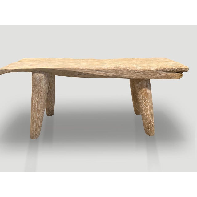 Contemporary Andrianna Shamaris St. Barts Bleached Teak Wood Bench For Sale - Image 3 of 6