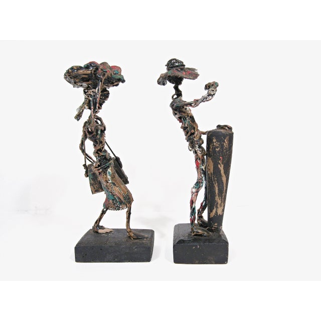 1970s 1970s Pair of Dominican Brutalist Wire Figural Sculptures by Serraty For Sale - Image 5 of 14
