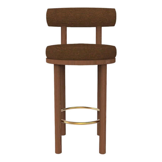 Collector Modern Moca Bar Chair in Chocolate Fabric and Smoked Oak by Studio Rig For Sale