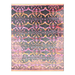 Modern Rug by Keivan Woven Arts in Wool With Silk and Abstract Design For Sale
