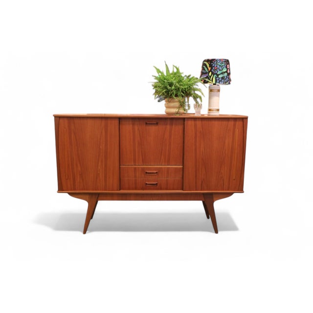 Danish Highboard in Teak with Bar Cabinet and Slanted Legs, 1960s For Sale - Image 11 of 12