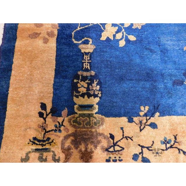 1940s Handmade Antique Chinese Woolen Rug. 4'1"x 6'5" For Sale - Image 5 of 18