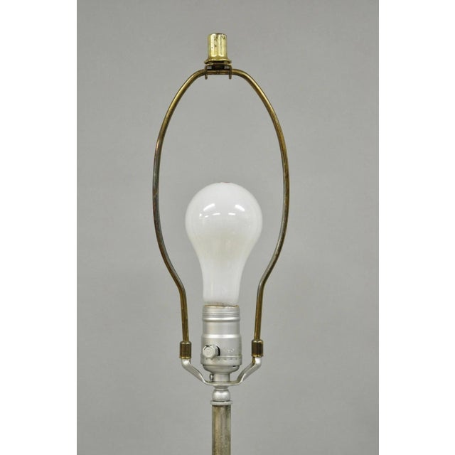 Vintage Brutalist Silver Gold Leaf Sculptural Ceramic Large Abstract Table Lamp For Sale In Philadelphia - Image 6 of 12