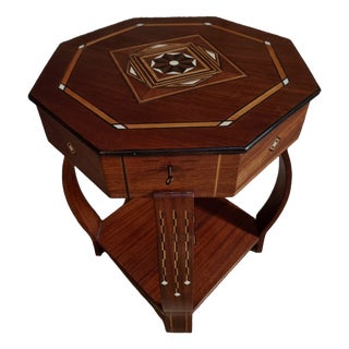 Inlaid Side or Sewing Table in Mahogany and Mixed Woods, France, 1930s-1950s For Sale