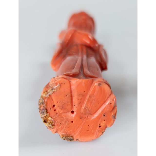 Early 20th Century Pair of Chinese Carved Coral Immortal Figures For Sale - Image 13 of 13