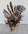 A stunning example of vintage modern decorative art, this unique sculpture features a beautifully crafted tropical lion...