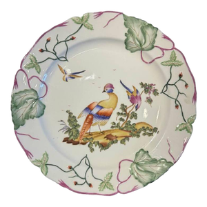 1970s Pasargad DC Decorative Port Royal Bird Peacock Cherry Blossom Leaf Plate Tropical Plate
