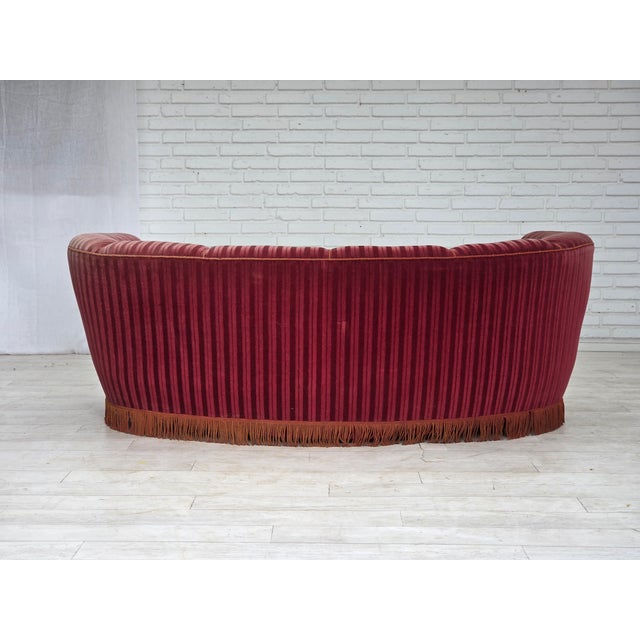 Vintage Danish Two-Seater Banan Sofa in Furniture Velour and Oak, 1960s For Sale - Image 9 of 18