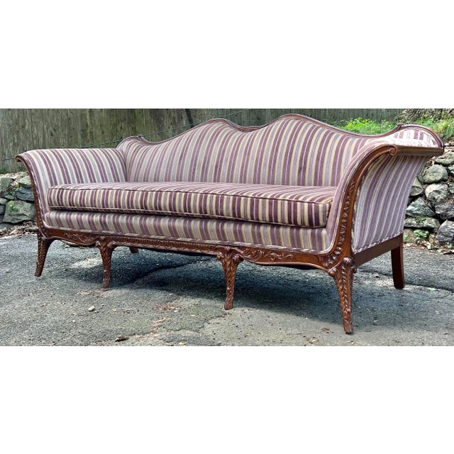 Vintage 1940’s Louis XV Style Carved Mahogany Sofa For Sale - Image 4 of 11