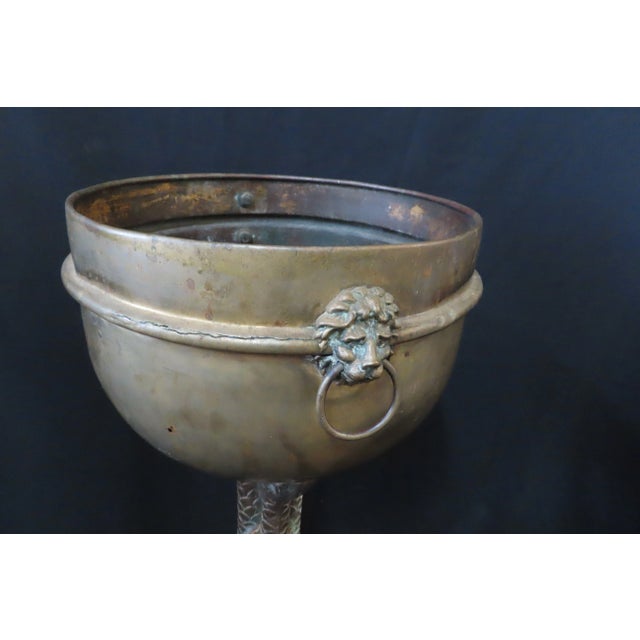 Large Antique Brass Japanese Footed Dolphin Planter For Sale In Portland, OR - Image 6 of 8