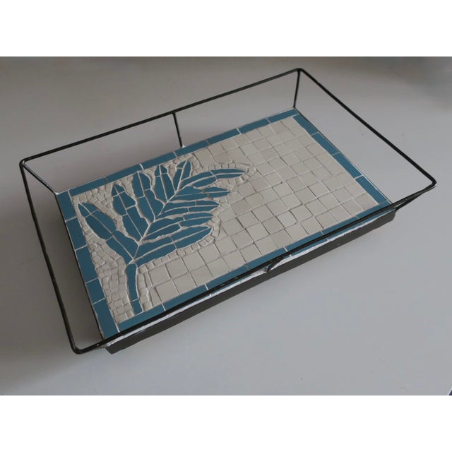Black and Blue Ceramic Metal Tray For Sale - Image 4 of 4