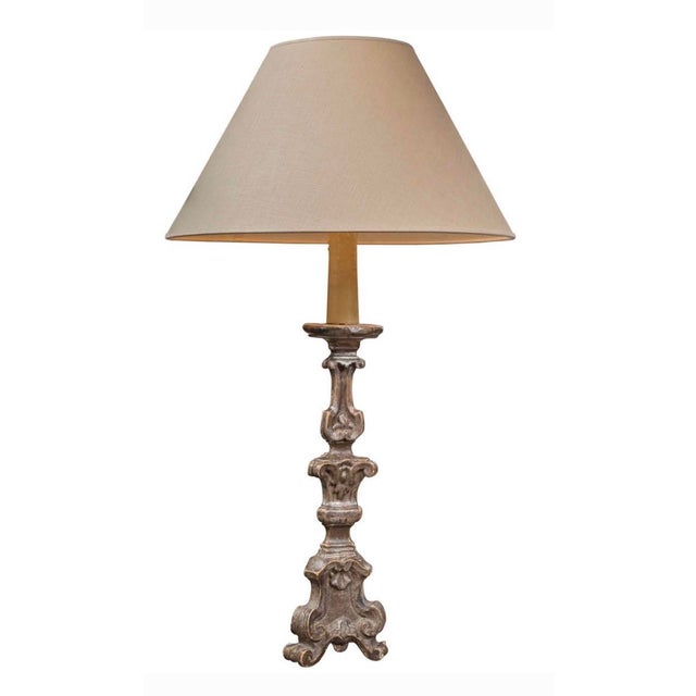 Taupe 18th C.Italian Church Alter Candlestick Fitted as Floor Lamp, Needs Lamp Parts, 38” H For Sale - Image 8 of 12