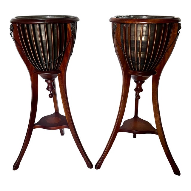 Vintage English Style Mahogany Jardinieres/ Wine Coolers - A Pair For Sale