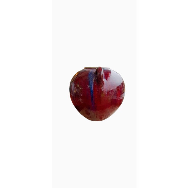 Ciboure pottery, large stoneware lébès with red "oxblood" glaze signed E. Vilotte. This piece has an attribution mark, I...