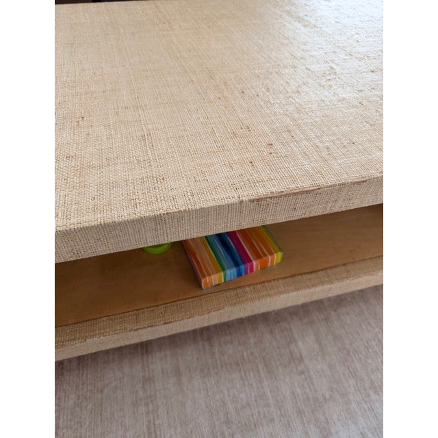 Textile Crate & Barrel Meadow Grasscloth Coffee Table For Sale - Image 7 of 12