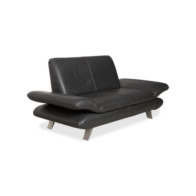 Modern Rossini Two-Seater Leather Sofa with Black with Manual Function by Koinor For Sale - Image 3 of 16